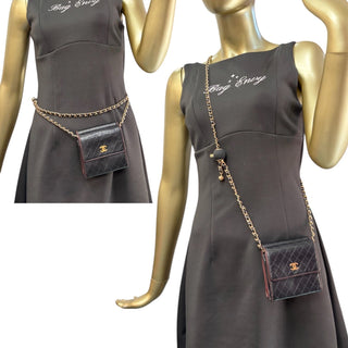 CHANEL Black Lambskin Quilted Compact Wallet Chanel