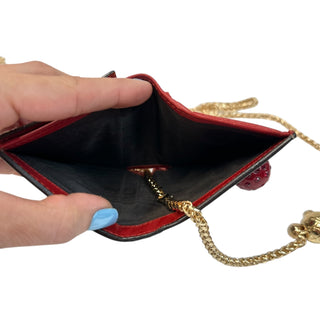 GUCCI GG Supreme Cherry Compact Wallet with Adjustable Chain Gucci