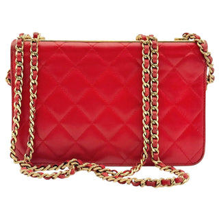 Red Lambskin Timeless Sublime Trendy CC Long Flap Wallet on Chain with Gold Hardware Chanel