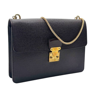 LOUIS VUITTON Aubergine Taiga Leather Sellier Dragonne with added Chain Louis Vuitton