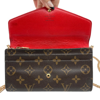LOUIS VUITTON Monogram Sarah Wallet with added Gold Crossbody Chain Louis Vuitton