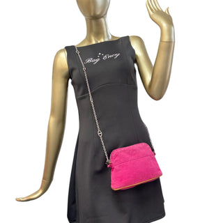 HERMES Pink Toile Bolide Trousse de Voyage PM Clutch with Chain Hermes