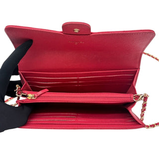 CHANEL Pink Caviar Leather Classic Flap Gusseted Wallet Chanel