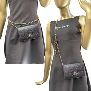 CHANEL Black Lambskin Classic Compact Wallet Chanel