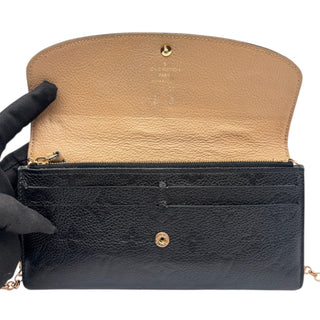LOUIS VUITTON Black Monogram Empreinte Emilie Wallet with added Chain Louis Vuitton