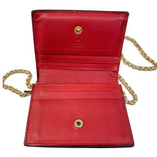 GUCCI GG Supreme Cherry Compact Wallet with Adjustable Chain Gucci