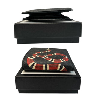 GUCCI Kingsnake Print GG Supreme Bifold Wallet Gucci
