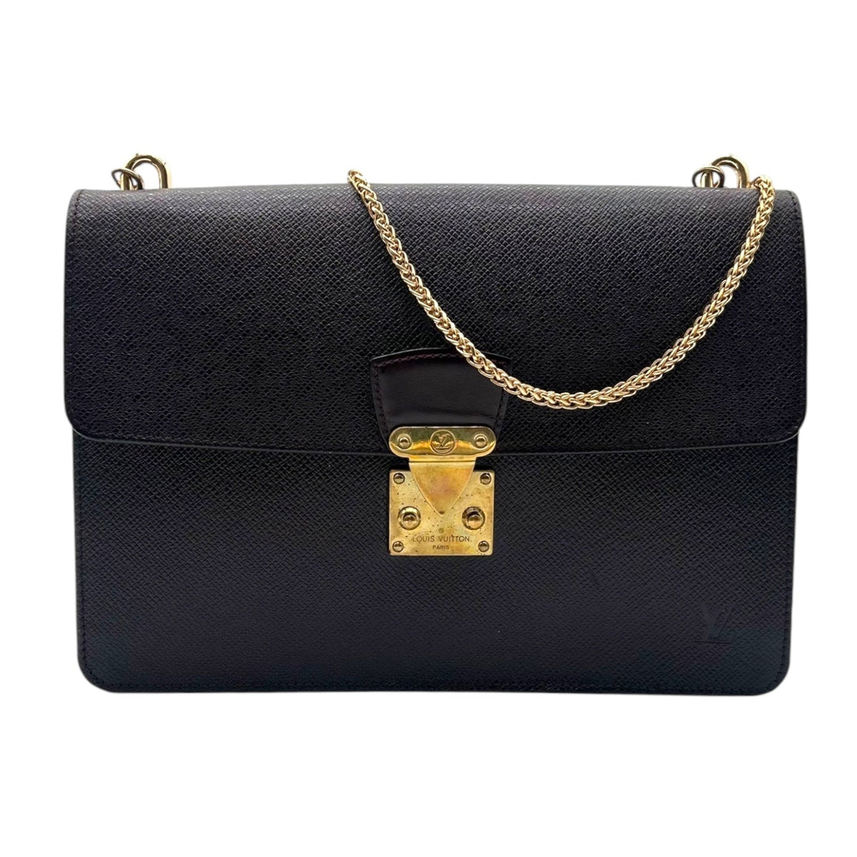 LOUIS VUITTON Aubergine Taiga Leather Sellier Dragonne with added Chain Louis Vuitton