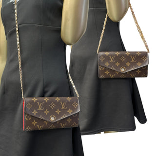 LOUIS VUITTON Monogram Sarah Wallet with added Gold Crossbody Chain Louis Vuitton