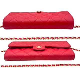 CHANEL Pink Caviar Leather Classic Flap Gusseted Wallet Chanel
