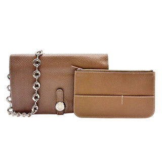 HERMES Etope Clemence Dogon Wallet with Unbranded Silver Chain Hermes