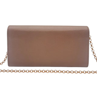 GUCCI Tan Grained Leather GG Marmont Wallet with Chain Gucci