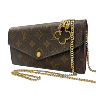 LOUIS VUITTON Monogram Sarah Wallet with added Gold Crossbody Chain/Charm Louis Vuitton