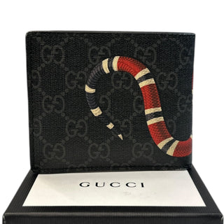 GUCCI Kingsnake Print GG Supreme Bifold Wallet Gucci