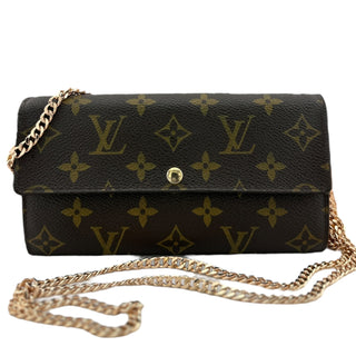 LOUIS VUITTON Monogram Coated Canvas Sarah Wallet with added Chain Louis Vuitton