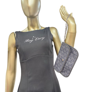 GOYARD Gray Goyardine Pouch with added Silver Wrist Chain Goyard