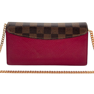 LOUIS VUITTON Scarlet Red Damier Ebene Croisette Wallet with Chain Louis Vuitton
