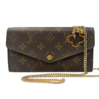 LOUIS VUITTON Monogram Sarah Wallet with added Gold Crossbody Chain/Charm Louis Vuitton