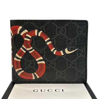 GUCCI Kingsnake Print GG Supreme Bifold Wallet Gucci