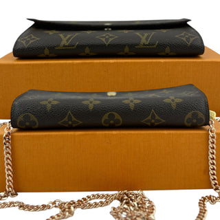 LOUIS VUITTON Monogram Coated Canvas Sarah Wallet with added Chain Louis Vuitton