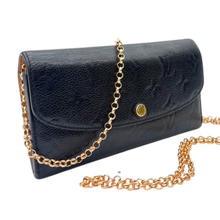 LOUIS VUITTON Black Monogram Empreinte Emilie Wallet with added Chain Louis Vuitton
