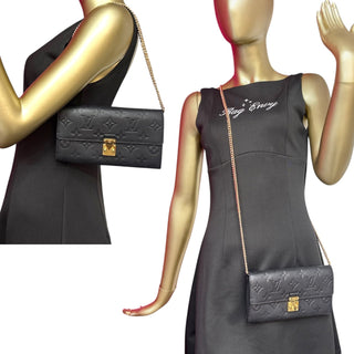 LOUIS VUITTON Black Empreinte Leather Metis Wallet with Chain Louis Vuitton