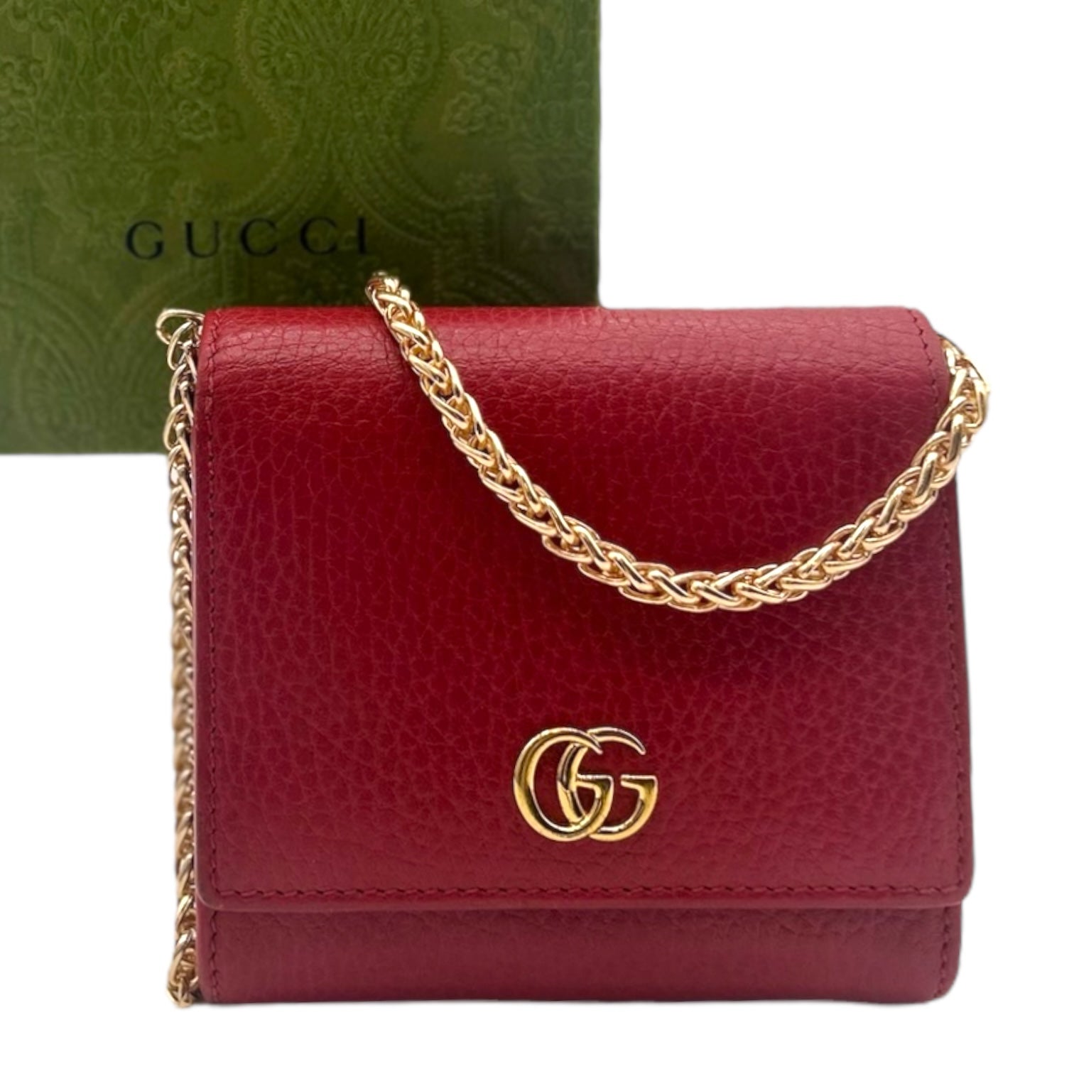 GUCCI Red GG Marmont Compact Wallet Bag Envy - Main Image