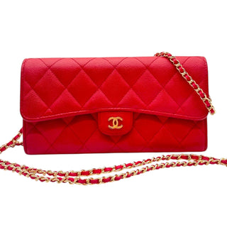 CHANEL Pink Caviar Leather Classic Flap Gusseted Wallet Chanel