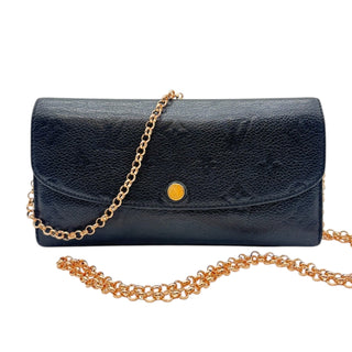LOUIS VUITTON Black Monogram Empreinte Emilie Wallet with added Chain Louis Vuitton