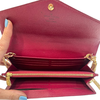 LOUIS VUITTON Monogram Sarah Wallet with added Gold Crossbody Chain/Charm Louis Vuitton