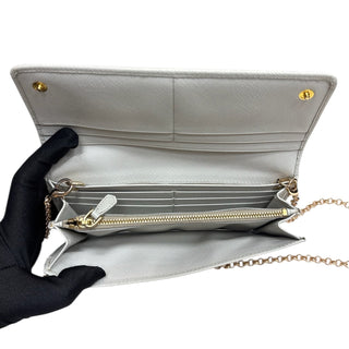 PRADA Ivory Saffiano Leather Wallet with Chain Prada