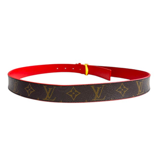 LOUIS VUITTON Reversible Monogram/ Red LV Initiales Belt 90/36 Hermes