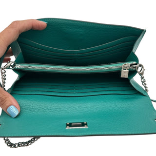 HERMES Teal Clemence Leather Kelly Wallet with Added Insert/Chain Hermes