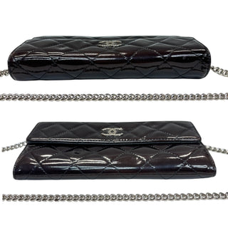 CHANEL Espresso Patent Leather Brilliant Long Flap Wallet Chanel