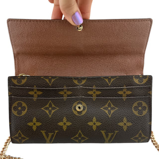 LOUIS VUITTON Monogram Coated Canvas Sarah Wallet with added Chain Louis Vuitton