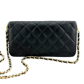 CHANEL Black Caviar Quilted GHW Zip Wallet Chanel