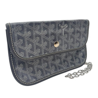 GOYARD Gray Goyardine Pouch with added Silver Wrist Chain Goyard