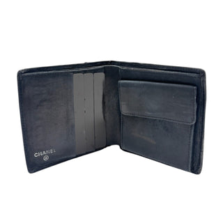 Chanel Black Lambskin Leather Bi Fold Wallet Chanel