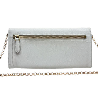 PRADA Ivory Saffiano Leather Wallet with Chain Prada
