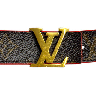 LOUIS VUITTON Reversible Monogram/ Red LV Initiales Belt 90/36 Hermes
