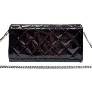 CHANEL Espresso Patent Leather Brilliant Long Flap Wallet Chanel