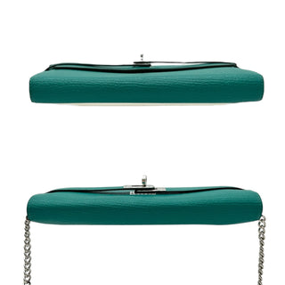HERMES Teal Clemence Leather Kelly Wallet with Added Insert/Chain Hermes