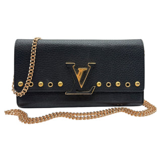 LOUIS VUITTON Black Taurillon Capucines Leather Wallet Louis Vuitton
