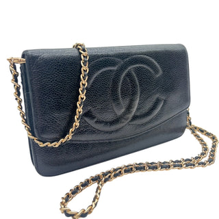 CHANEL Black Caviar Leather Timeless Clutch Chanel