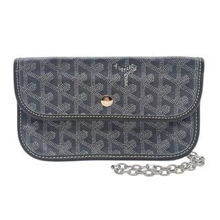 GOYARD Gray Goyardine Pouch with added Silver Wrist Chain Goyard