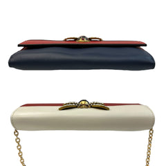 GUCCI Tri-Color Leather Queen Margaret Bee Wallet with Chain Gucci