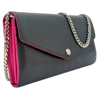 LOUIS VUITTON Black Epi Leather Sarah Wallet with Chain Louis Vuitton