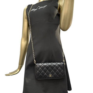 CHANEL Black Caviar Quilted GHW Zip Wallet Chanel