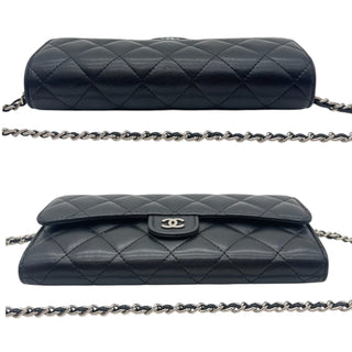 CHANEL Black Lambskin SHW Classic Flap Gusseted Wallet Chanel