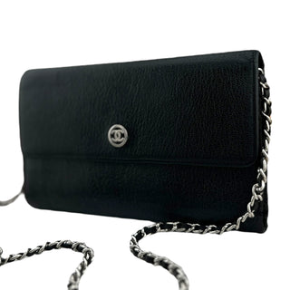 CHANEL Black Calfskin Trifold Wallet CHANEL